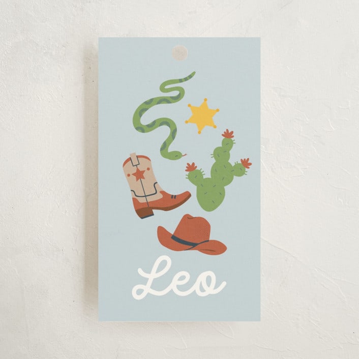 "my friendly rodeo" - Children's Birthday Party Favor Tags in Sky by peetie design - Front