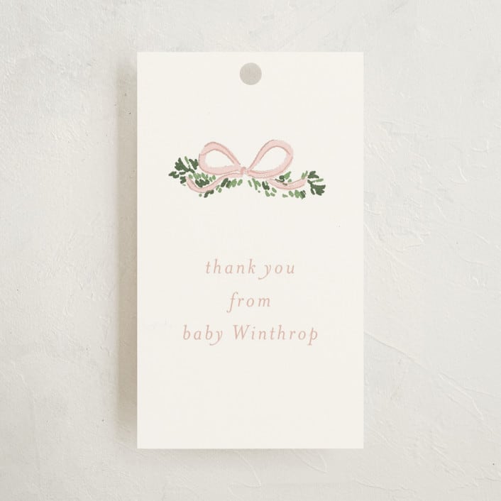 "Ribbonly Frame" - Children's Birthday Party Favor Tags in Blush by Itsy Belle Studio - Front