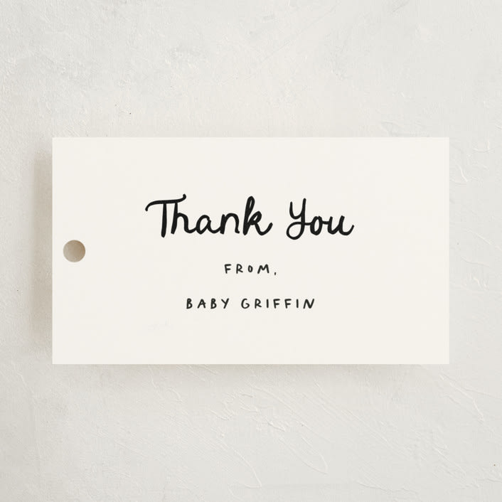 "Cursive" - Children's Birthday Party Favor Tags in Snow by AK Graphics - Front