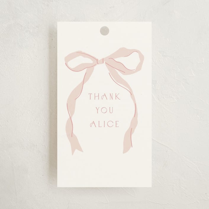 "Fframed Bow" - Children's Birthday Party Favor Tags in Blush by Baumbirdy - Front