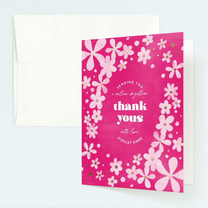 "Groovy Bash" - Children's Birthday Party Thank You Cards in Magic Magenta by Ashley DeMeyere - Front