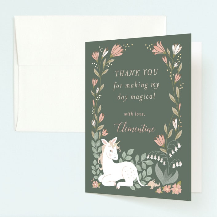 "Enchanted" - Children's Birthday Party Thank You Cards in Grove by Jamie Alexander - Front