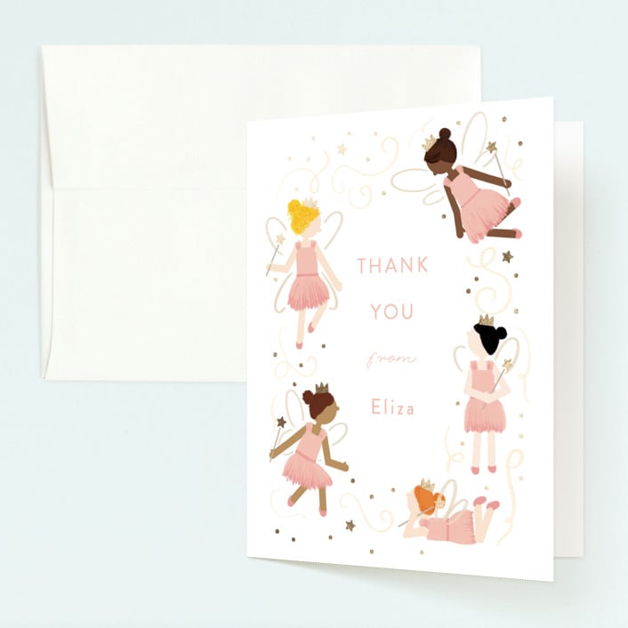 "Fairyland" - Children's Birthday Party Thank You Cards in Cotton Candy by JeAnna Casper - Front