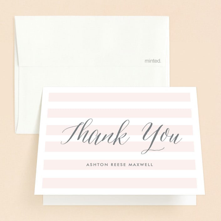 "Sleek" - Confirmation Thank You Cards in Blush by Lauren Chism - Front