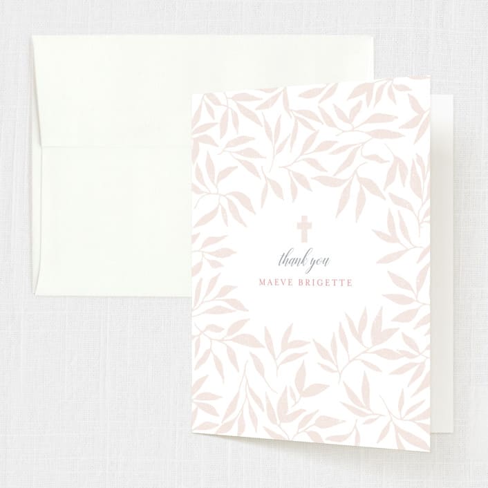 "Blessed Laurels" - Confirmation Thank You Cards in Blush by Paula Pecevich - Front
