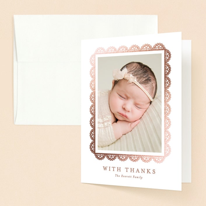 "gilded lace" - Baptism and Christening Thank You Cards in Purity by Susan Asbill - Front