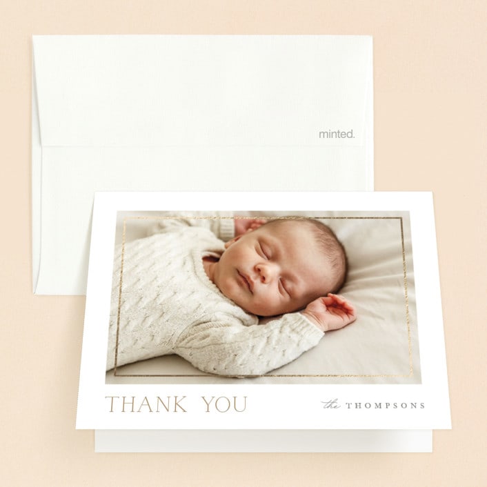 "Keepsake" - Baptism and Christening Thank You Cards in Linen by Robert and Stella - Front