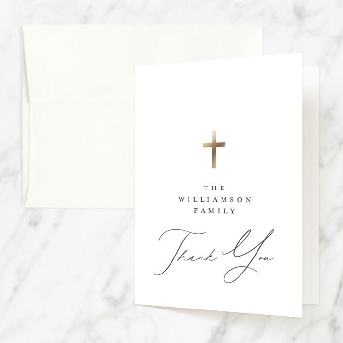 "simple cross" - Baptism and Christening Thank You Cards in Cloud by Phrosné Barwood - Front