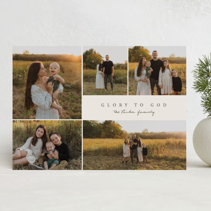 "Simple Five" - Holiday Cards in Pine by Brianne Larsen - Front