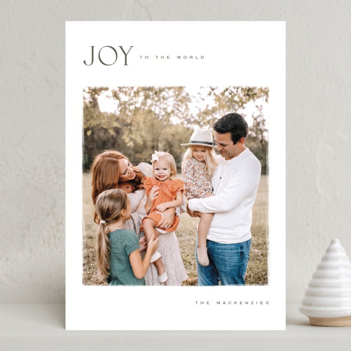 "Joy! To The World" - Holiday Cards in Pine by Wildfield Paper Co - Front