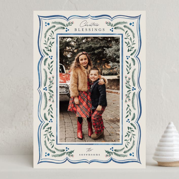 "Scalloped Edge Holiday" - Holiday Cards in Sapphire by Chris Griffith - Front