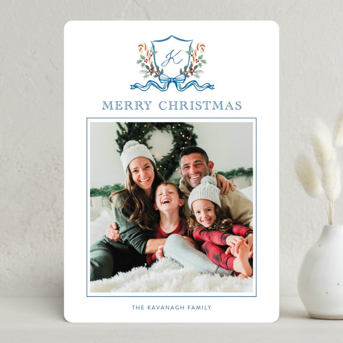 "Family Crest" - Holiday Cards in Blue Spruce by Cass Loh - Front