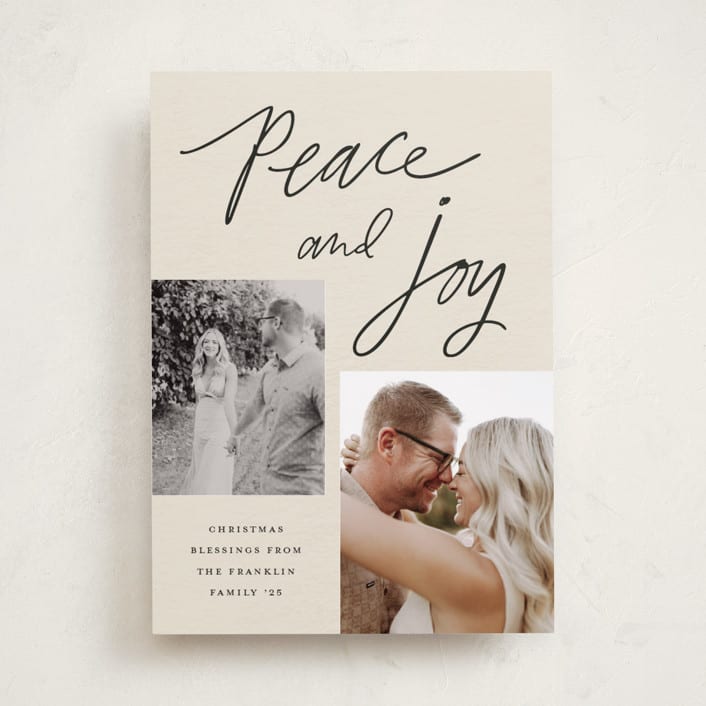 "Blessings of Peace & Joy" - Holiday Cards in Cream by Kercia Jane - Front
