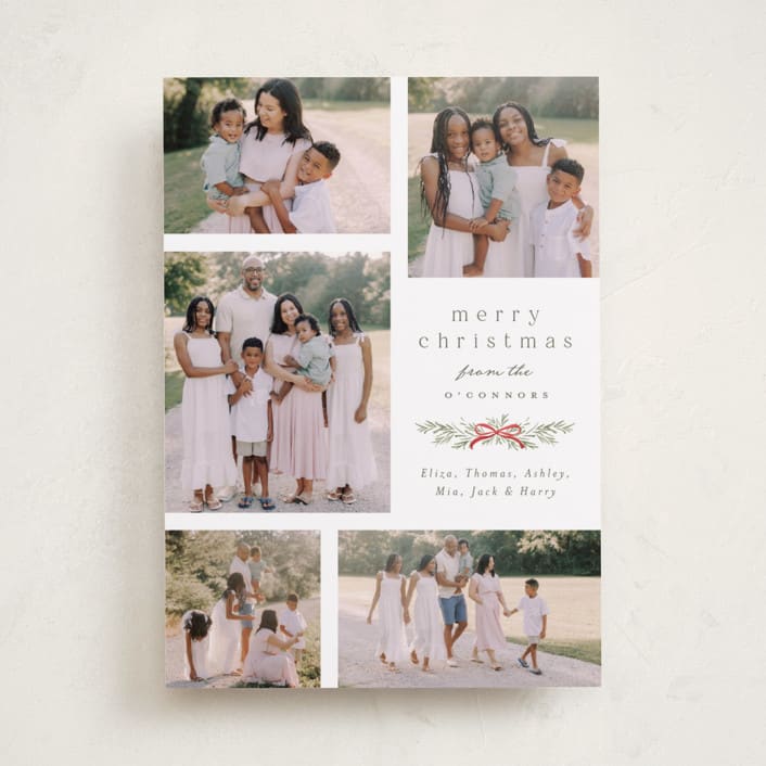 "Multi Swag" - Holiday Cards in Sage by Everett Paper Goods - Front