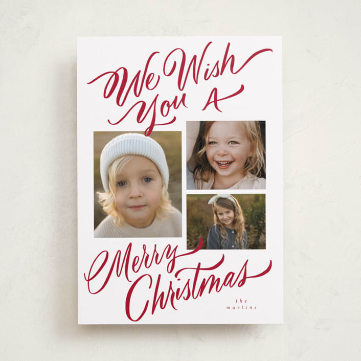 "We Wish You" - Holiday Cards in Scarlet by Elsa Duncan - Front