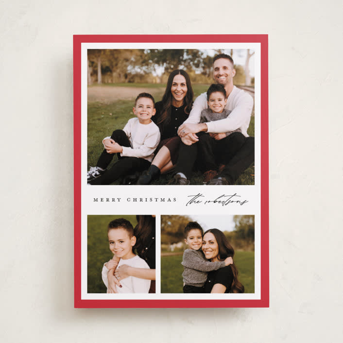 "Plaza" - Holiday Cards in Poinsettia by Amy Kross - Front