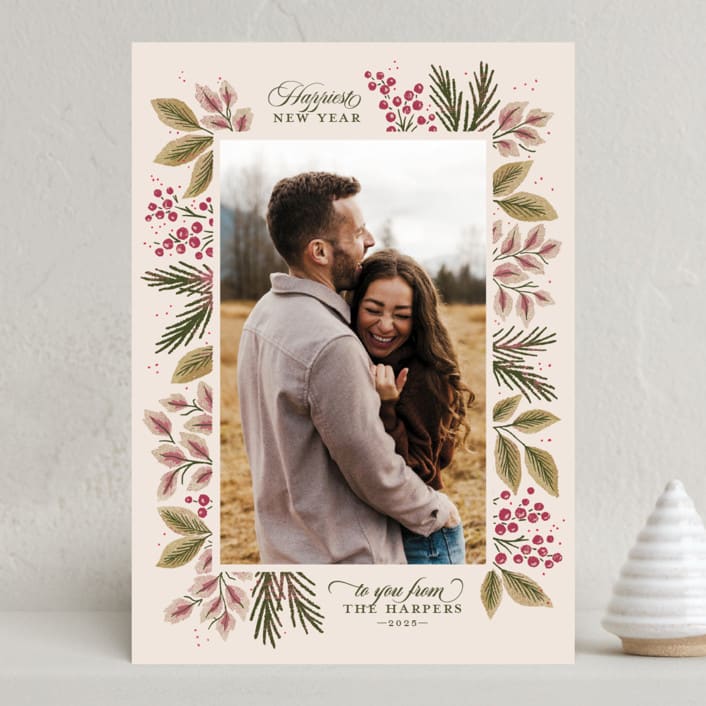 "Verdancy" - Holiday Cards in Plum by Kimberly Morgan - Front