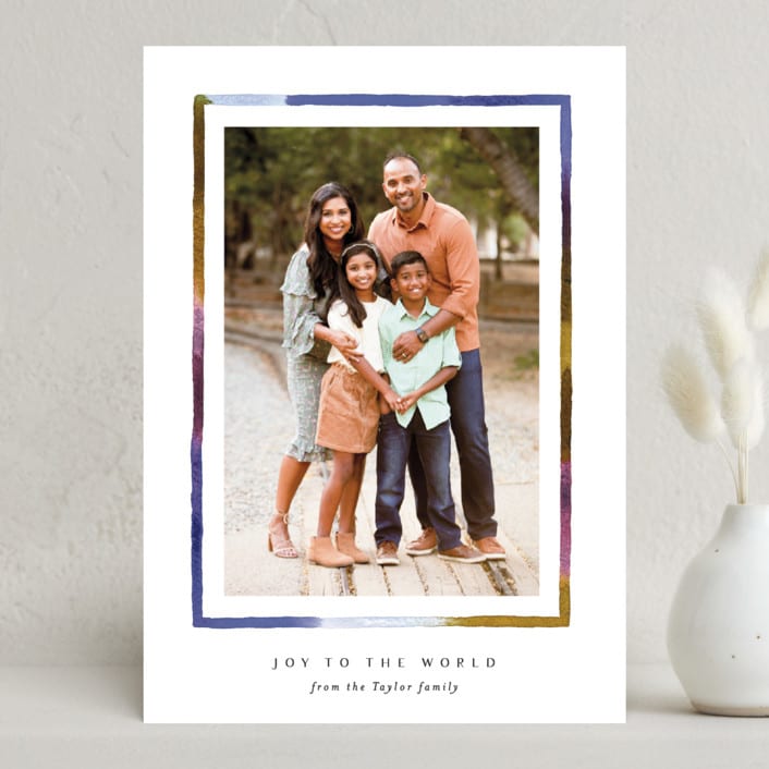 "Painted Line Frame" - Holiday Cards in Blue Jay by Alethea and Ruth - Front