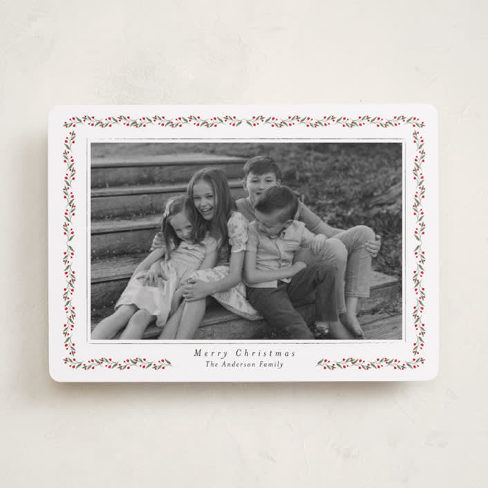 "Delicate Frame" - Holiday Cards in Holly Berry by Susan Moyal - Front
