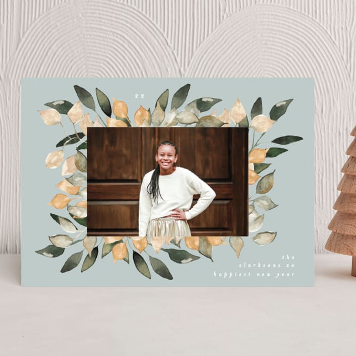 "rustic winter bed" - Holiday Cards in Ocean by Phrosné Barwood - Front