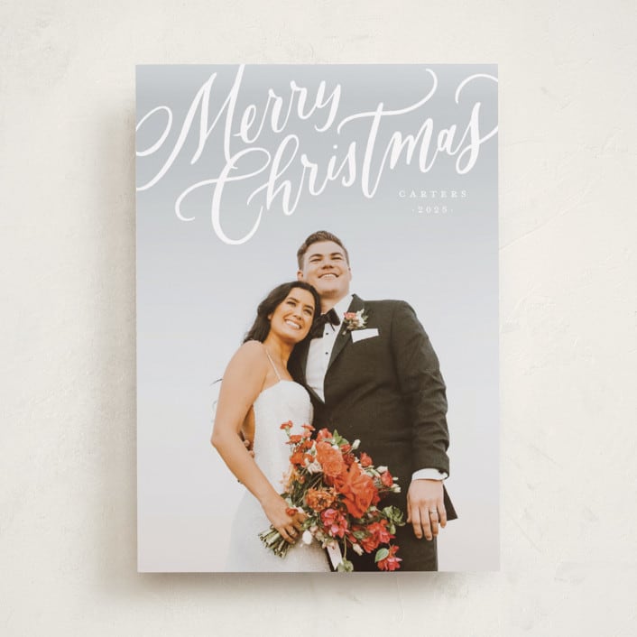 "Modern Merry Christmas" - Holiday Cards in Snow by Wildfield Paper Co - Front