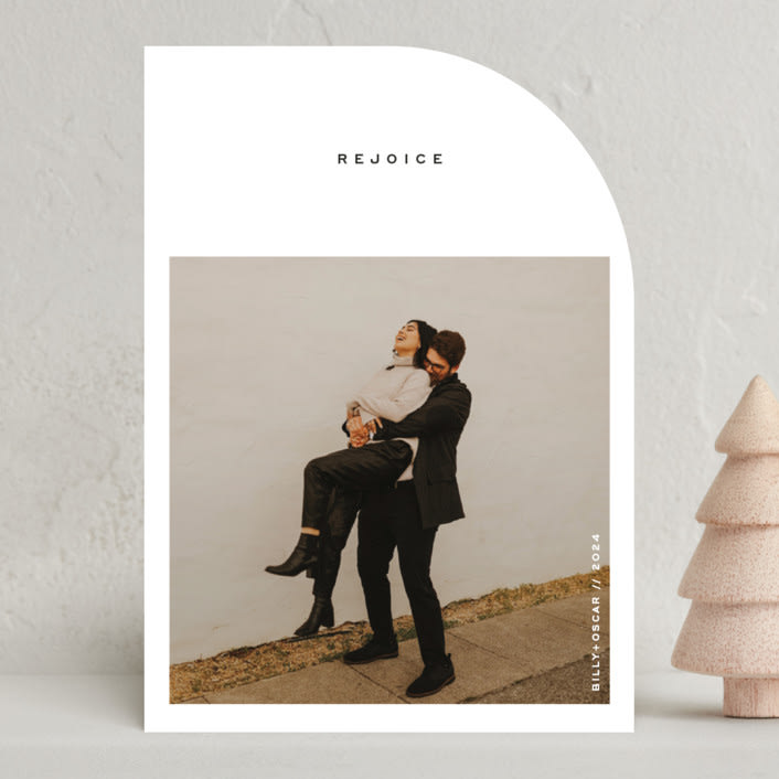 "Haute Holidays" - Holiday Cards in Tuxedo by Lottie Aldarwish - Front