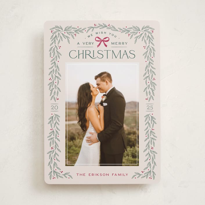 "Christmas Garland" - Holiday Cards in Ecru by Hooray Creative - Front