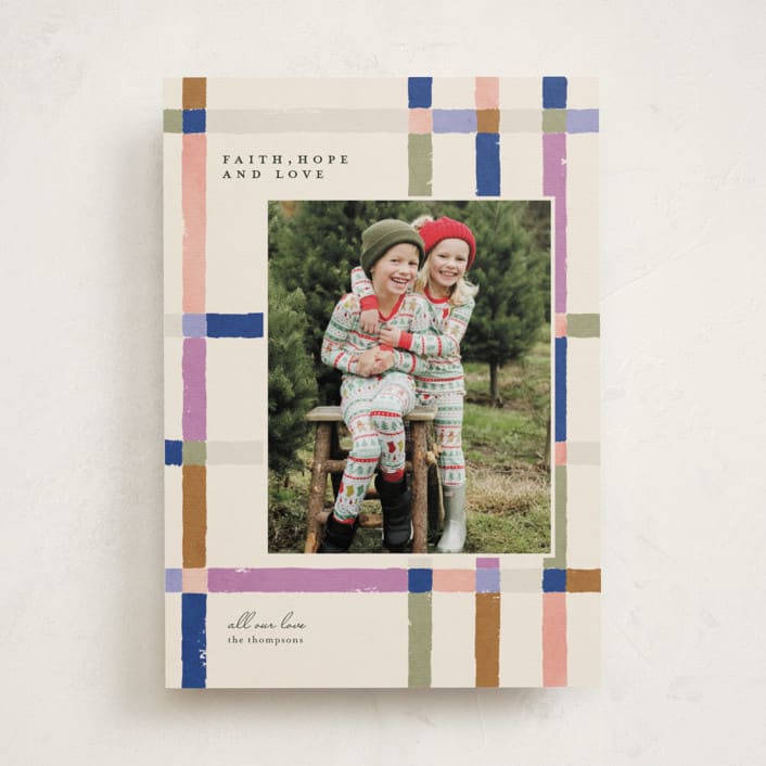 "Knitted Plaid" - Holiday Cards in Sugar Plum by Carrie ONeal - Front