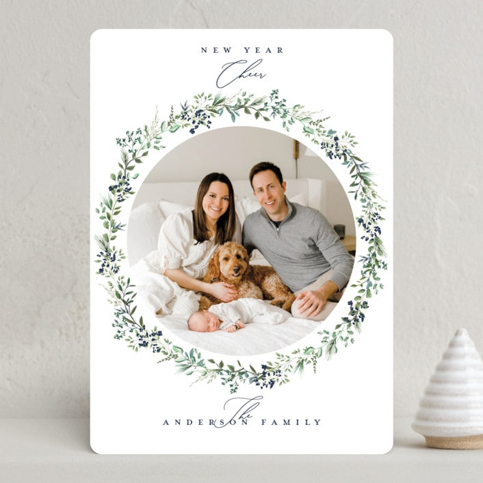 "Delicate Wreath" - Holiday Cards in Pine by Susan Moyal - Front