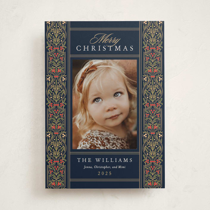 "Ornate Scroll" - Holiday Cards in Royal by leslie hamer - Front