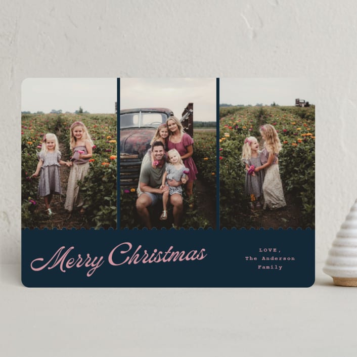 "jagged edge" - Holiday Cards in Navy by Cass Loh - Front