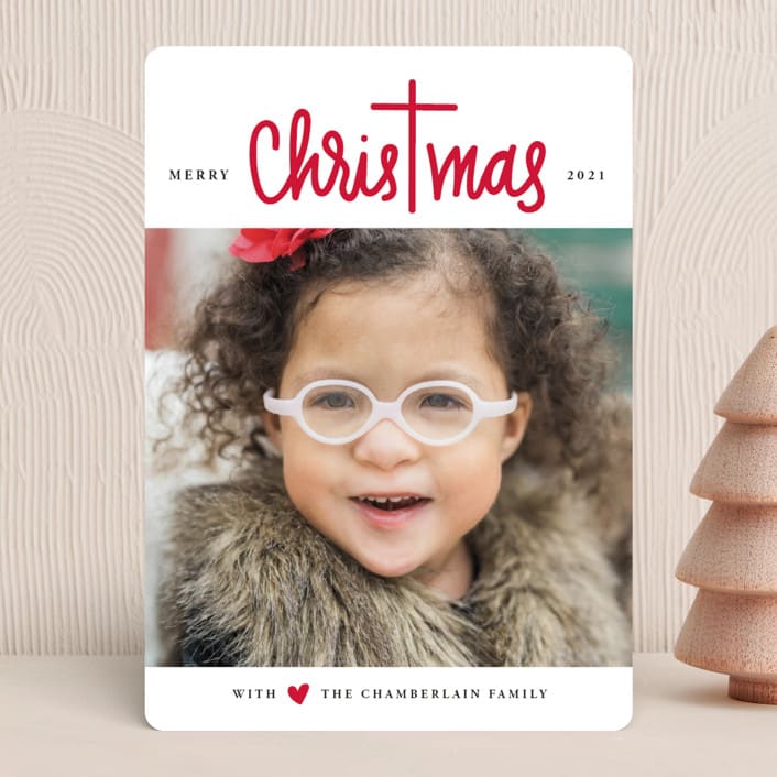 "Christ in Christmas" - Holiday Cards in Rudolph's Nose by Up Up Creative - Front