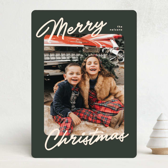"the classic" - Holiday Cards in Olive by Pixel and Hank - Front