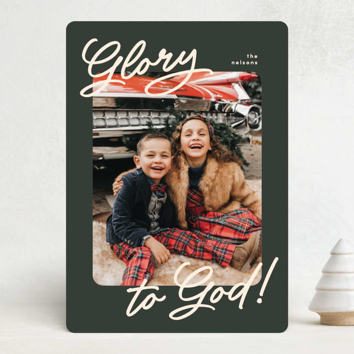 "the classic" - Holiday Cards in Olive by Pixel and Hank - Front