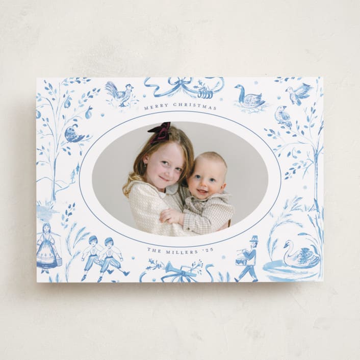 "12 Days of Christmas Toile" - Holiday Cards in Ice by Teju Reval - Front
