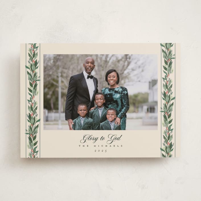 "evergreen garlands" - Holiday Cards in Eggnog by Rebecca Durflinger - Front