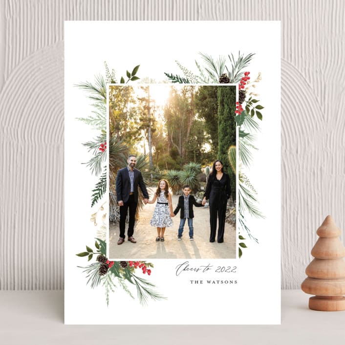 "Nature & Blessings" - Holiday Cards in Crimson by Susan Moyal - Front