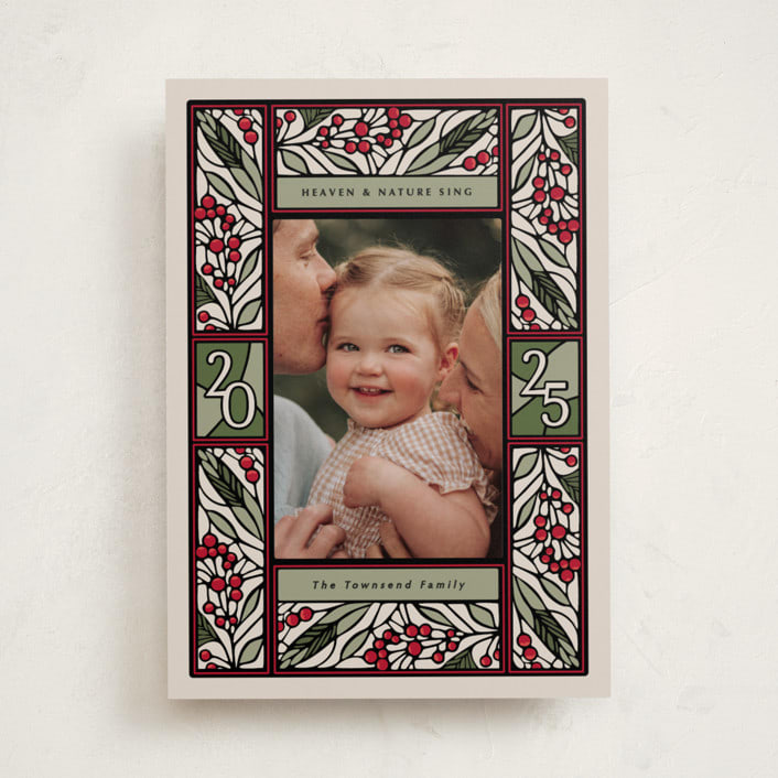 "Teaberry Stained Glass" - Holiday Cards in Garland by Thomas Ward - Front