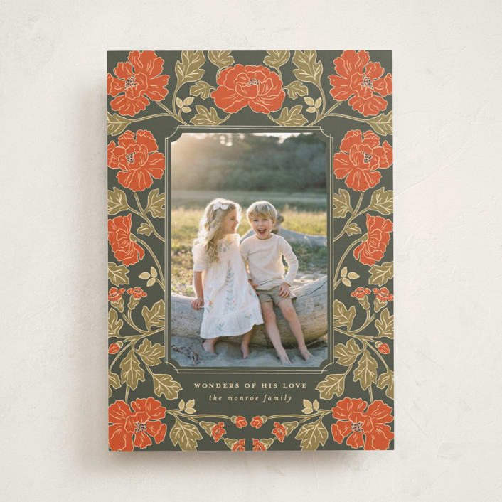 "Christmas Poppies" - Holiday Cards in Balsam by Tara Grangroth - Front
