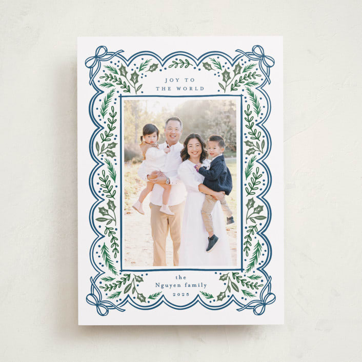 "Bow Corners" - Holiday Cards in Navy by Alethea and Ruth - Front