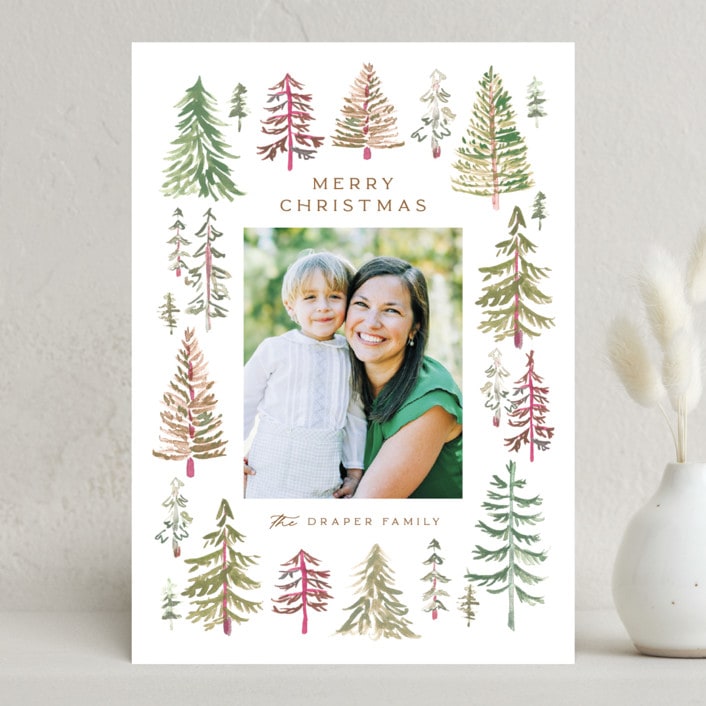 "The Woods" - Holiday Cards in Snow by Amy Kross - Front
