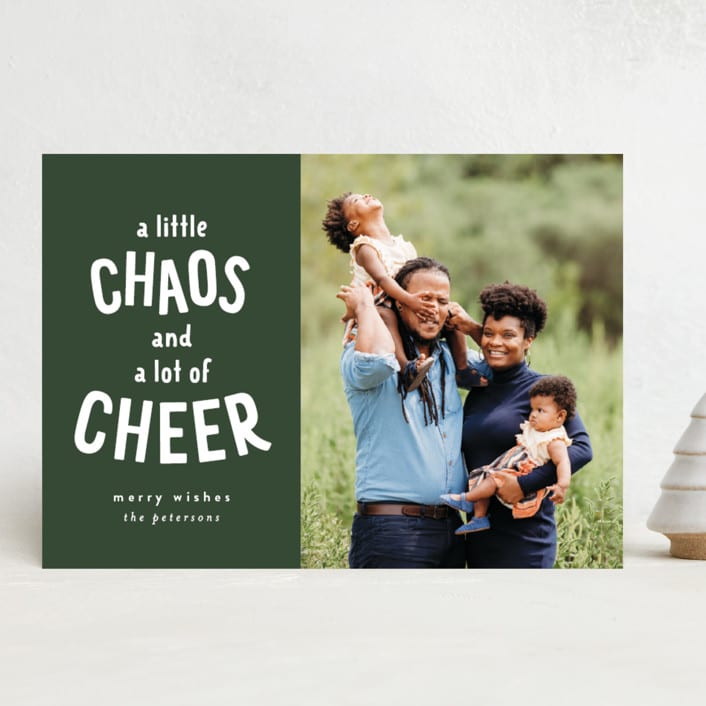 "Chaos and Cheer" - Holiday Cards in Pine by Laura Hankins - Front