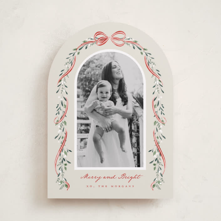 "Arch Garland" - Holiday Cards in Peppermint by Leah Bisch - Front