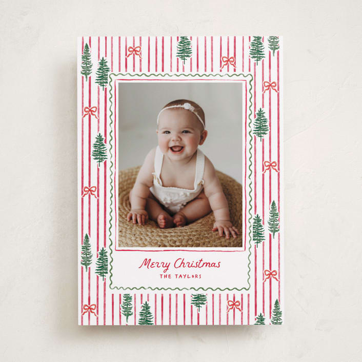 "Trees and bows" - Holiday Cards in Stocking by Creo Study - Front