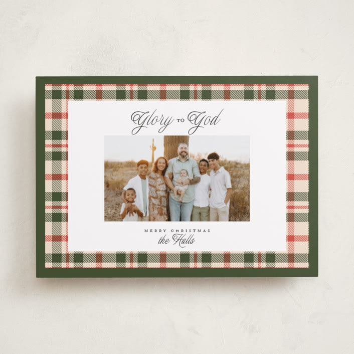 "Glory & Plaid" - Holiday Cards in Pine by Itsy Belle Studio - Front