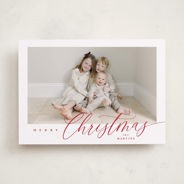 "Corner Slant" - Holiday Cards in Berry by Kelly Schmidt - Front