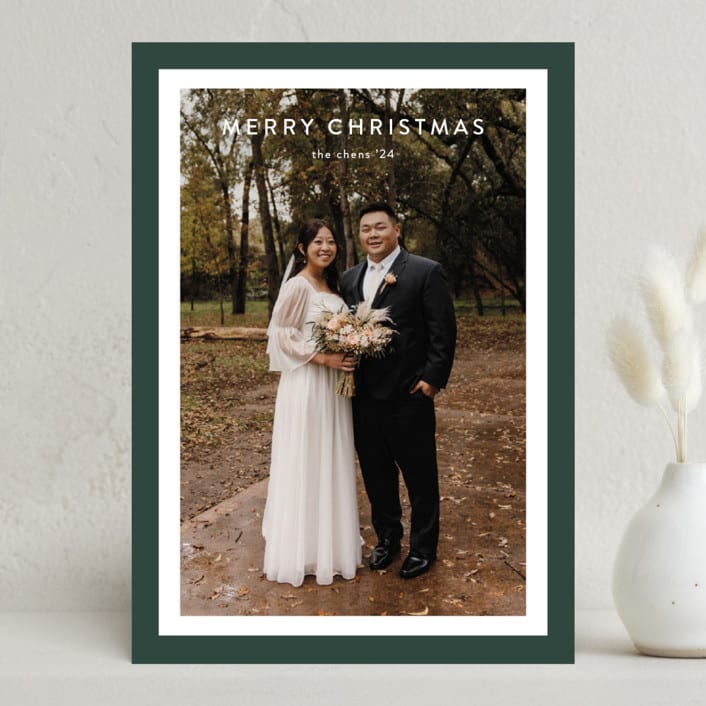 "Bold Frame" - Holiday Cards in Evergreen by Stacey Meacham - Front