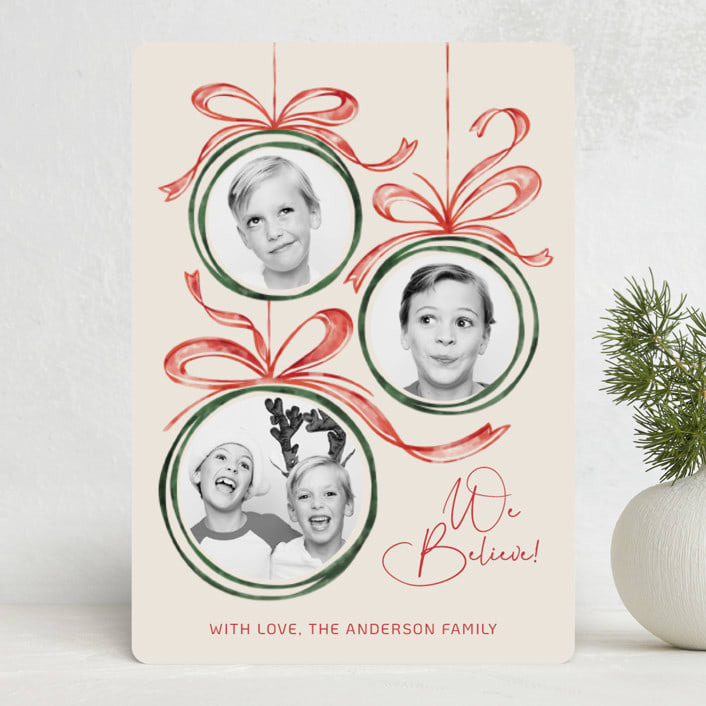 "baubles and bows" - Holiday Cards in Candy Cane by Paper Sun Studio - Front
