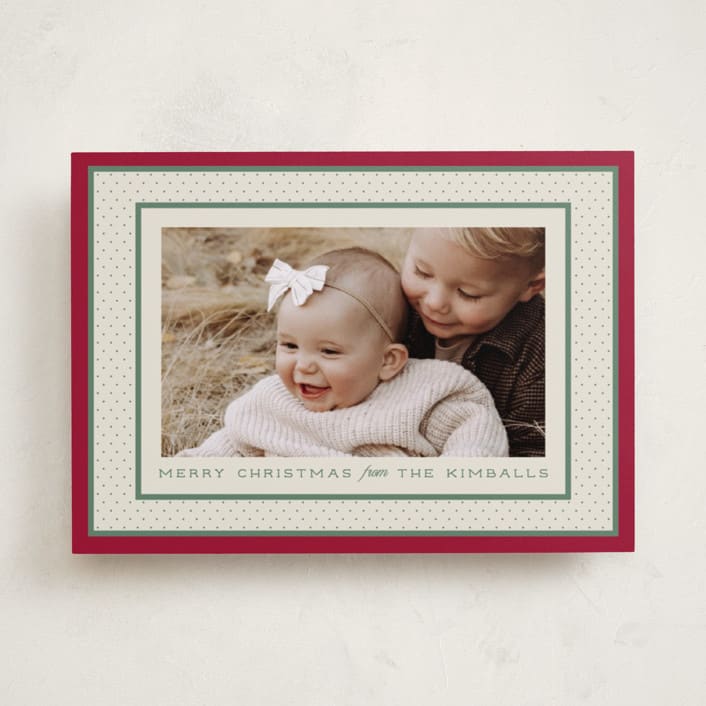 "Polka Dot Frame" - Holiday Cards in Stocking by Robert and Stella - Front