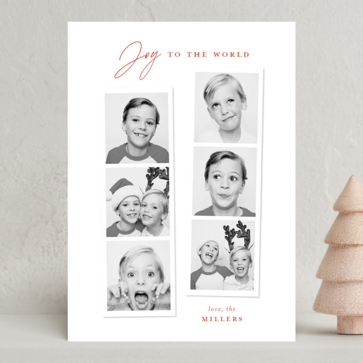 "joyful photo strips" - Holiday Cards in Ruby by Sarah Curry - Front